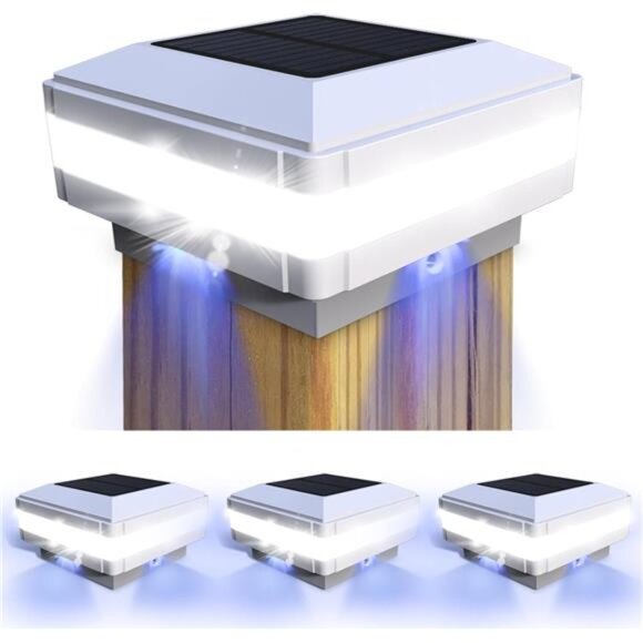 Solar Post Cap Light, 52 LEDs 160 Lumen Post Solar Lights IP65 Fit 4x4 5x5 6x6